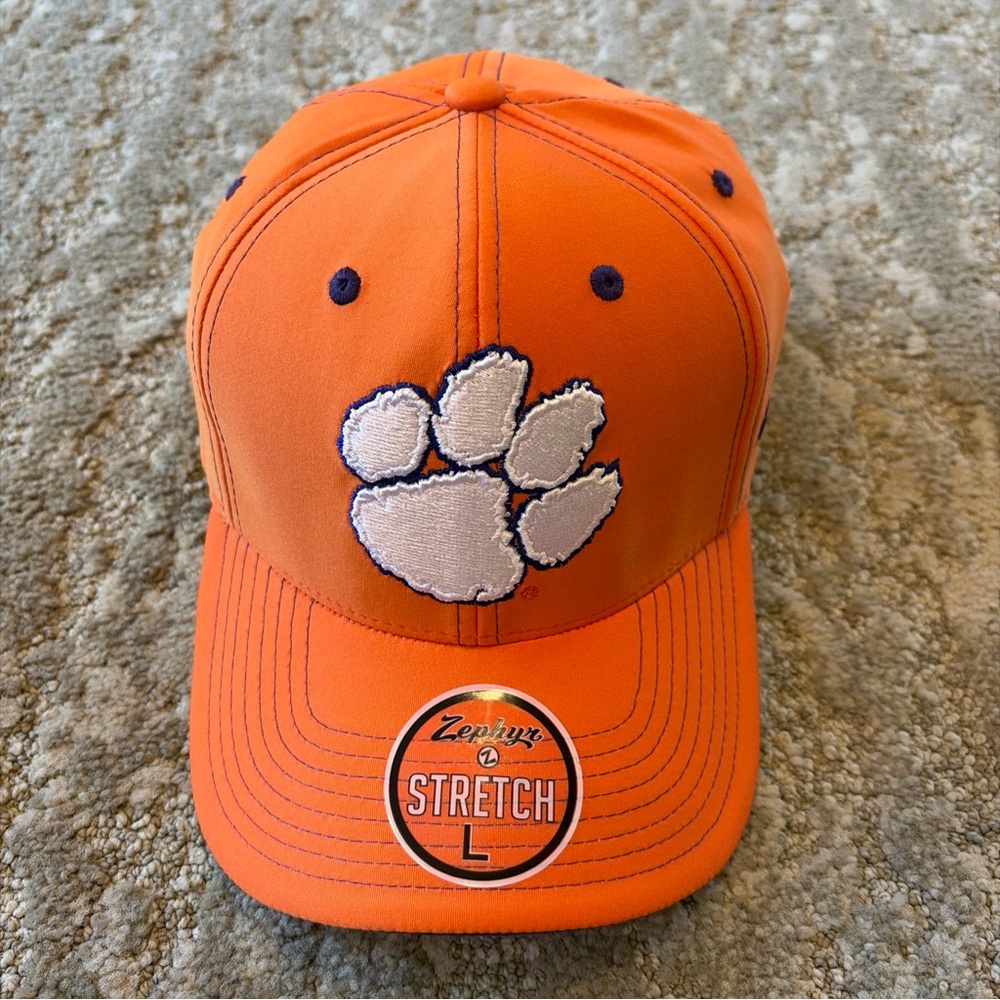 Clemson Tigers ACC Hat Cap Zephyr NCAA Stretch Fit Size Large Orange